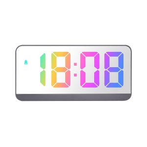 Colorful Fonts LED Electronic Alarm Clock Large Screen Clock (8009D Gray Shell)