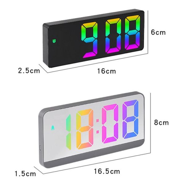 Colorful Fonts LED Electronic Alarm Clock Large Screen Clock (8009D Gray Shell) - Image 2