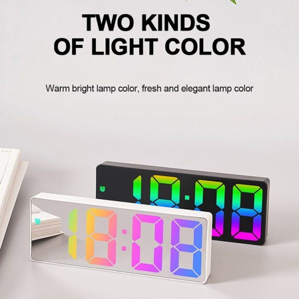 Colorful Fonts LED Electronic Alarm Clock Large Screen Clock (8009D Gray Shell) - Image 3