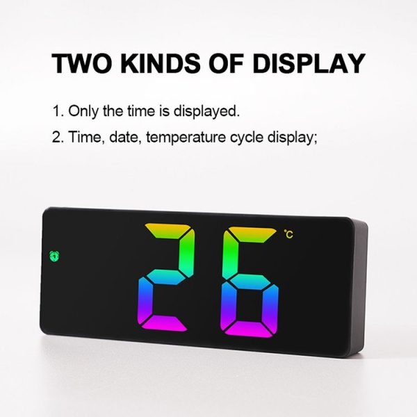 Colorful Fonts LED Electronic Alarm Clock Large Screen Clock (8009D Gray Shell) - Image 4