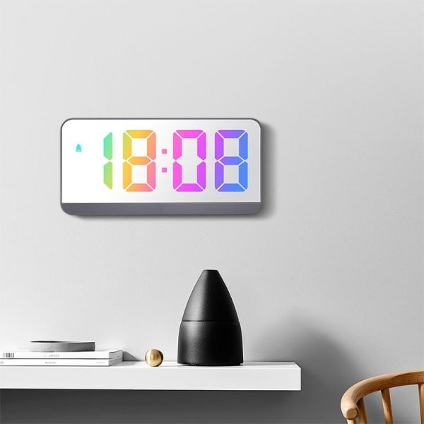 Colorful Fonts LED Electronic Alarm Clock Large Screen Clock (8009D Gray Shell) - Image 6