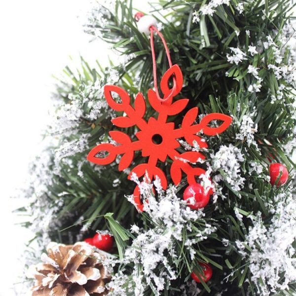 6pcs / Set Wooden Snow Christmas Tree Ornaments Trojan Listed Bell Decoration Arts Crafts (White) - Image 4