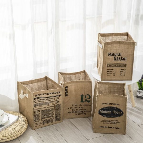 Foldable Jute Storage Box Sorting Basket for Underwear (THE DAILY) - Image 4