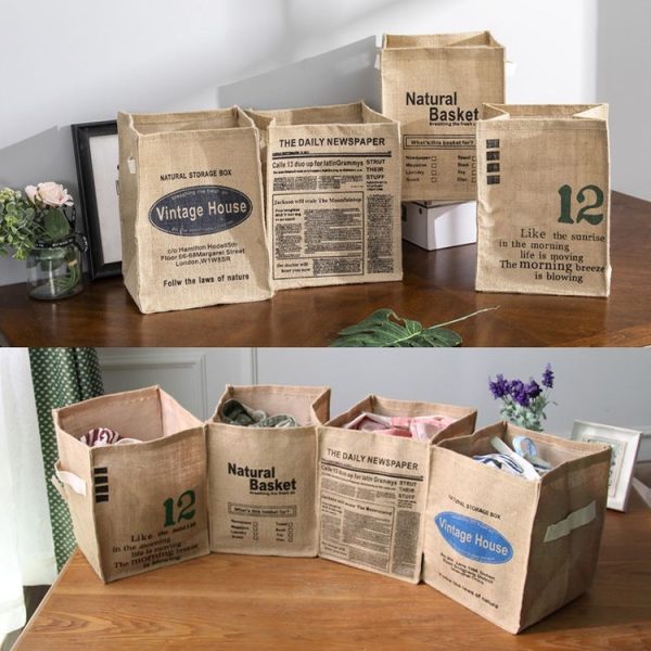 Foldable Jute Storage Box Sorting Basket for Underwear (THE DAILY) - Image 5