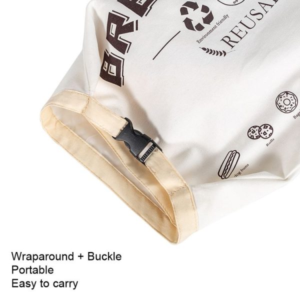 Cotton TPU Bread Bag With Clasp Reusable Storage Bag (Beige) - Image 3
