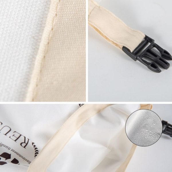 Cotton TPU Bread Bag With Clasp Reusable Storage Bag (Beige) - Image 4