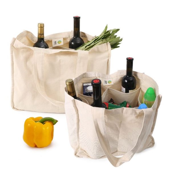 NIEN Compartmentalized Shopping Bag Fruit and Vegetable Handle Canvas Bag, Style: Polyester Cotton - Image 2