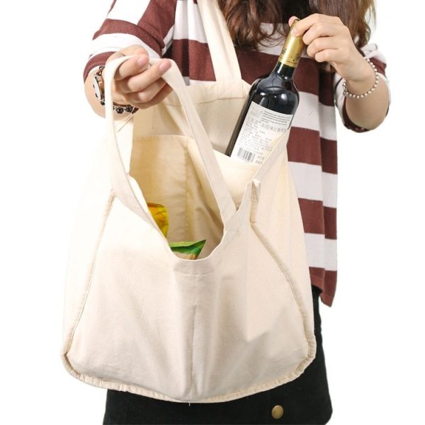 NIEN Compartmentalized Shopping Bag Fruit and Vegetable Handle Canvas Bag, Style: Polyester Cotton - Image 6