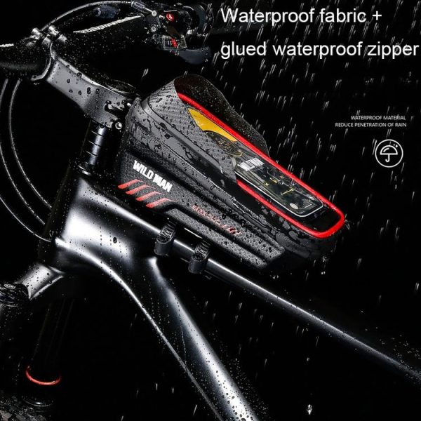 WILD MAN E12X 1L EVA Hard Shell Waterproof and Anti-fall Bicycle Bag with Touch Function (Red) - Image 4