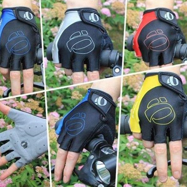 YIZIMI Anti-shock Half-finger Gloves Cycling Silicone Short Finger Gloves, Size: S (Black Red) - Image 2