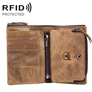 BULL CAPTAIN 013 RFID Anti-theft Detachable Retro Leather Wallet with Multiple Dard Dlots (Brown)