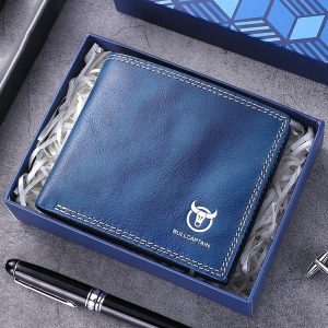 BULL CAPTAIN 032 Vintage Leather Wallets Coins Card Holder Wallet (Haze Blue)