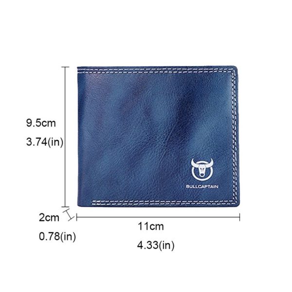 BULL CAPTAIN 032 Vintage Leather Wallets Coins Card Holder Wallet (Haze Blue) - Image 3