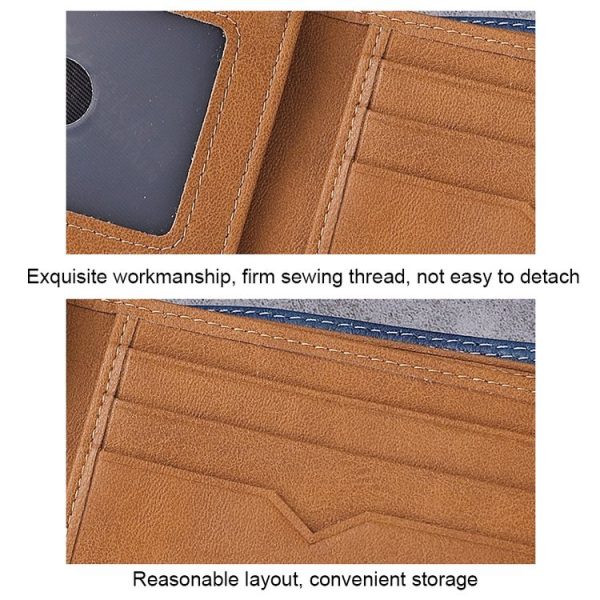 BULL CAPTAIN 032 Vintage Leather Wallets Coins Card Holder Wallet (Haze Blue) - Image 6