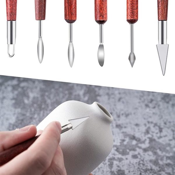 6 PCS / Set Double-head Radium Silk Knife Ceramic Clay Carving Tool - Image 5