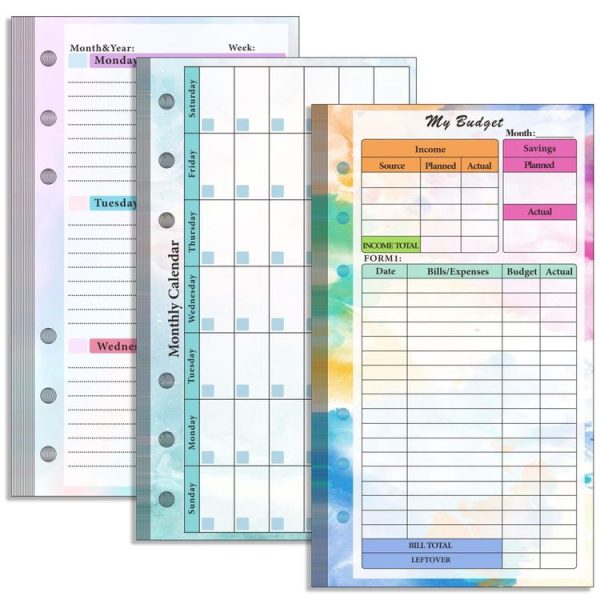 A6 6 Hole Budget Book Loose-leaf Replacement Core Handbook Insert, Spec: 3 In 1