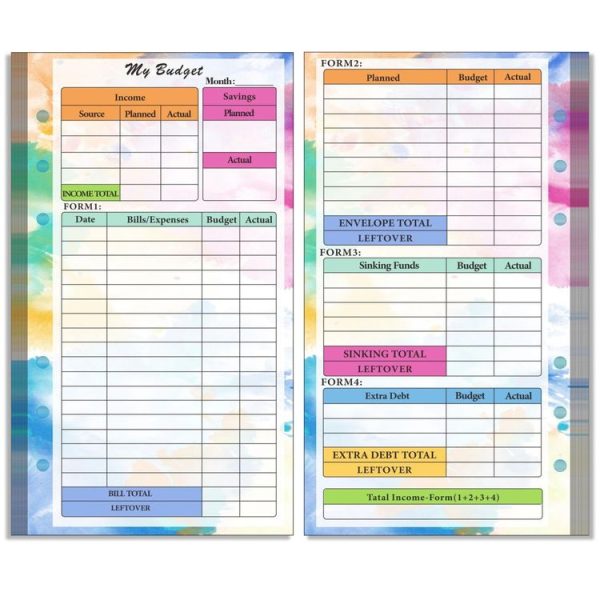 A6 6 Hole Budget Book Loose-leaf Replacement Core Handbook Insert, Spec: Budget Page 56 Sheets