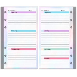 A6 6 Hole Budget Book Loose-leaf Replacement Core Handbook Insert, Spec: Weekly Plan 108 Sheets