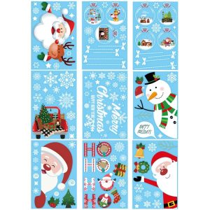 Christmas Static Glass Window Decoration Background Decorative Stickers (Santa Claus+ Penguins)