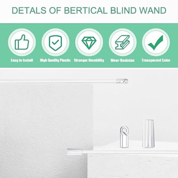 5PCS Blinds Acrylic Transparent Rod Move Light Rod With Hook Handle, Size: 12 Inch - Image 4
