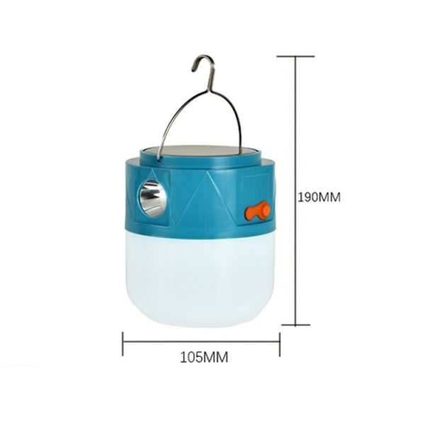 105 Solar Rechargeable LED Bulb Light Camping Light Emergency Light with Flashlight Function (Blue) - Image 3