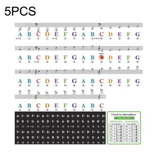 QT-0302 5PCS Children Piano Keyboard Color Stickers Musical Instrument Accessories