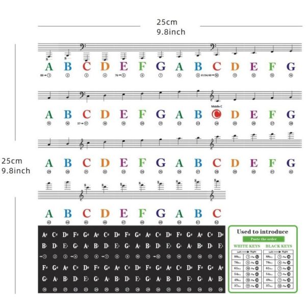QT-0302 5PCS Children Piano Keyboard Color Stickers Musical Instrument Accessories - Image 2