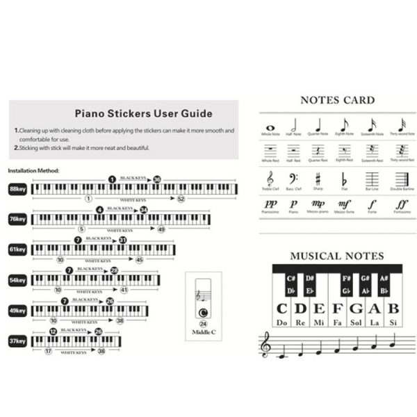 QT-0302 5PCS Children Piano Keyboard Color Stickers Musical Instrument Accessories - Image 3