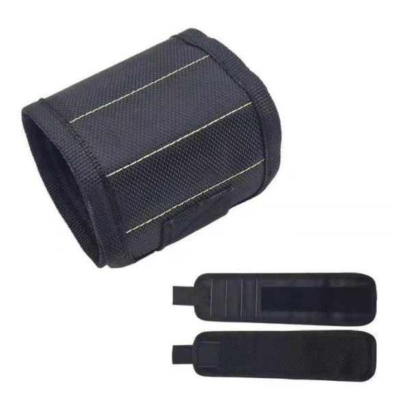 Electric Woodworking Multifunctional Powerful Magnetic Wrist Strap, Style: Three Rows Black