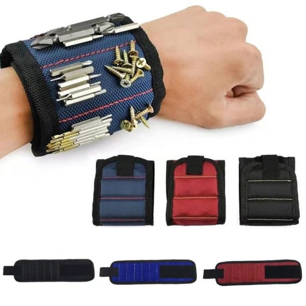 Electric Woodworking Multifunctional Powerful Magnetic Wrist Strap, Style: Three Rows Black - Image 2