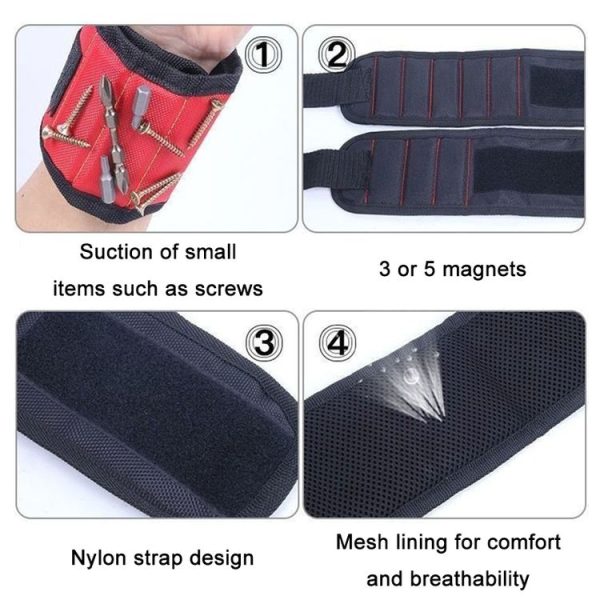Electric Woodworking Multifunctional Powerful Magnetic Wrist Strap, Style: Five Rows Blue - Image 4