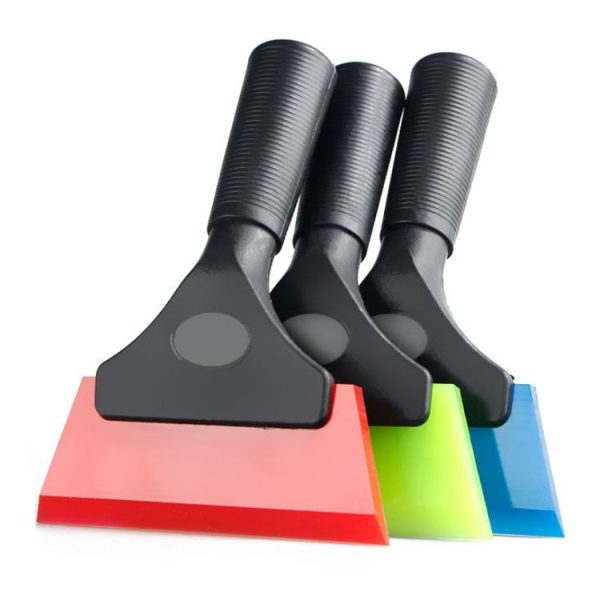 Plastic Bull Bar Film Squeegee Car Glass Cleaning Tools (Green With Handle) - Image 2