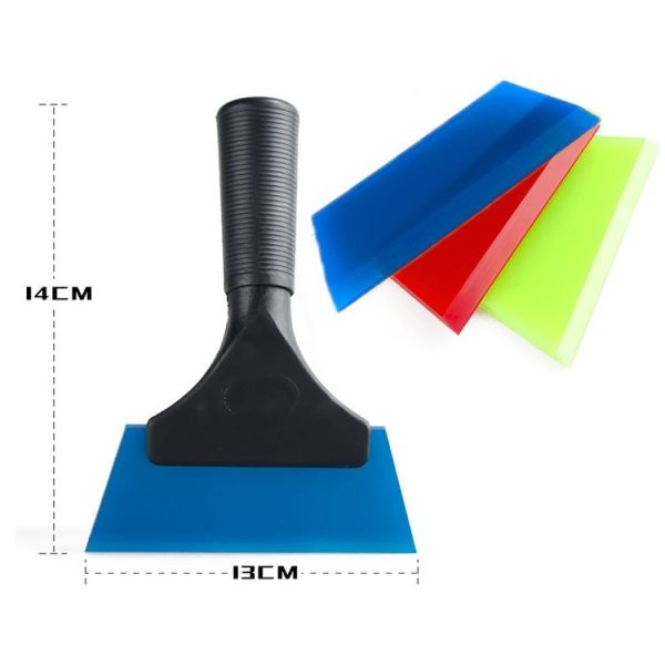 Plastic Bull Bar Film Squeegee Car Glass Cleaning Tools (Green With Handle) - Image 3
