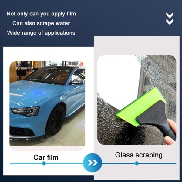Plastic Bull Bar Film Squeegee Car Glass Cleaning Tools (Green With Handle) - Image 6