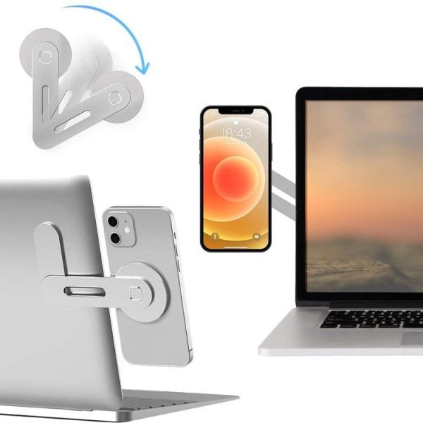 Laptop Phone Expansion Bracket Aluminum Magnetic Phone Stand (Black) - Image 3