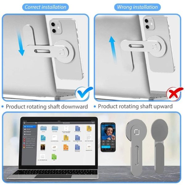 Laptop Phone Expansion Bracket Aluminum Magnetic Phone Stand (Black) - Image 5