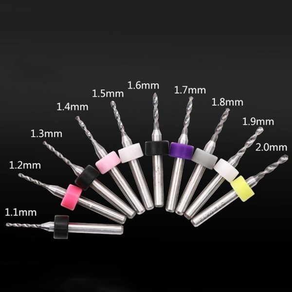 10 In 1 PCB Tungsten Steel Drill Bits Carving Miniature Drill Bits, Size: 1.1-2mm - Image 2