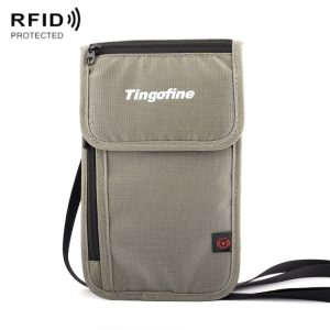 Tingofine YT5 Multifunctional Travel Passport RFID Anti-theft Document Bag Waterproof Passport Holder (Grey)