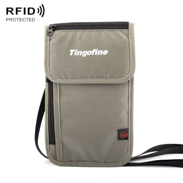 Tingofine YT5 Multifunctional Travel Passport RFID Anti-theft Document Bag Waterproof Passport Holder (Grey)