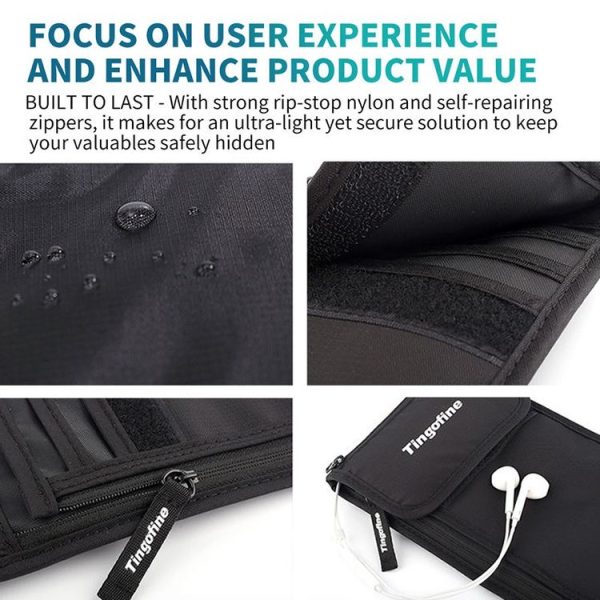 Tingofine YT5 Multifunctional Travel Passport RFID Anti-theft Document Bag Waterproof Passport Holder (Grey) - Image 3