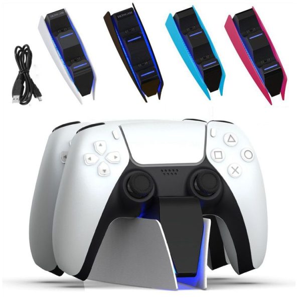 HONCAM For PS5 Gamepad Charger Dual Dock Charger (White) - Image 2