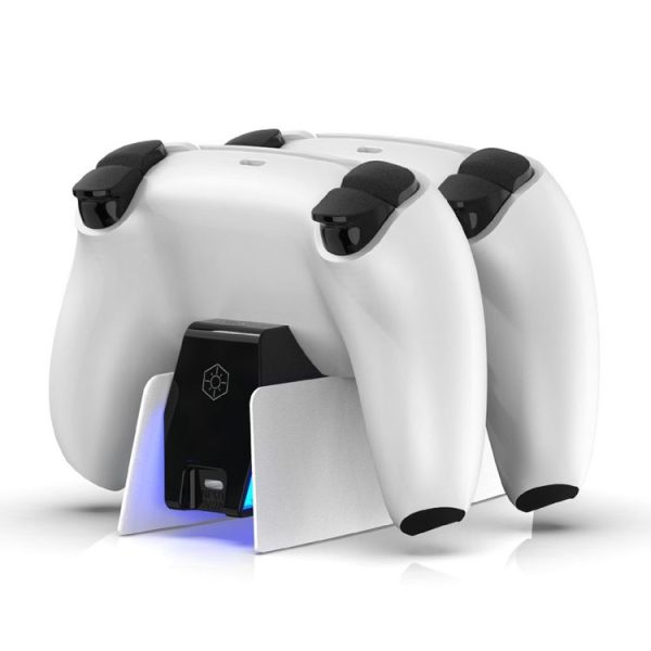 HONCAM For PS5 Gamepad Charger Dual Dock Charger (White) - Image 5