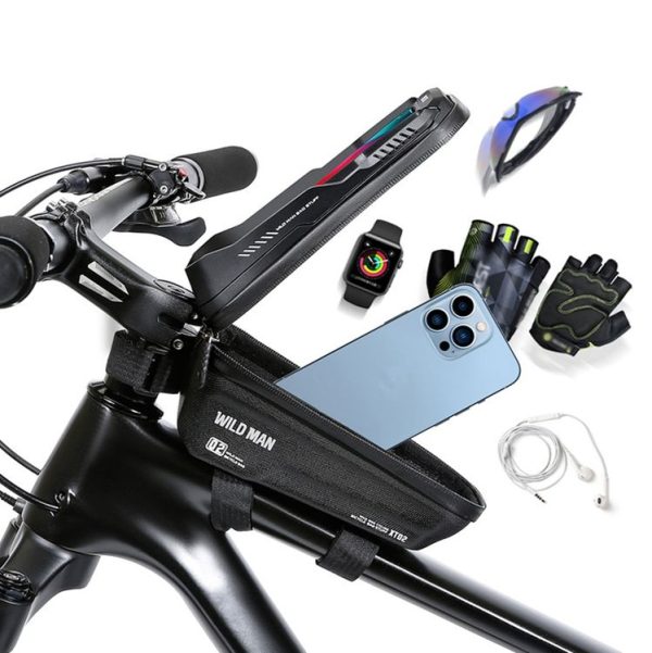 WILD MAN XT2 1L Bicycle EVA Hard Shell Waterproof Phone Touch Screen Beam Bag (Twill) - Image 2