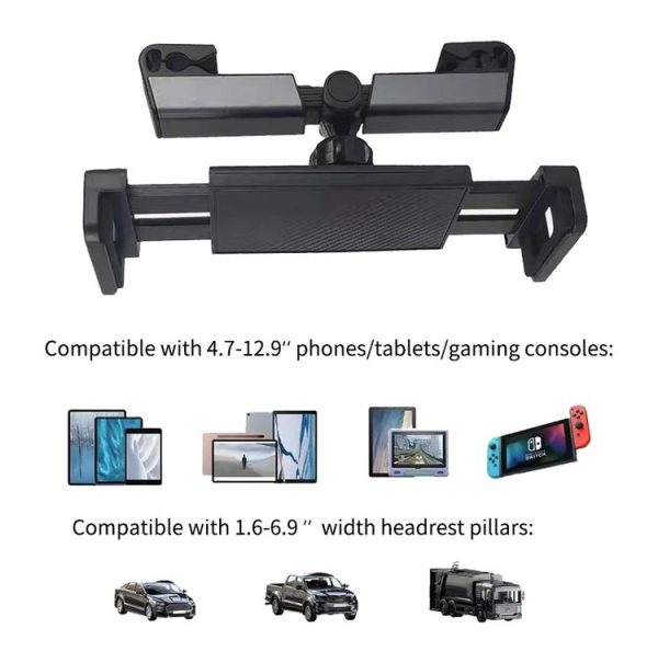 Car Rear Pillow Phone Tablet Bracket Rotatable Car Phone Holder (Black) - Image 4