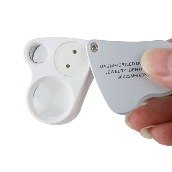 MG9889 30X-60X Mini Dual-Lens Craft Appreciation Magnifying Glass with LED Light - Image 2