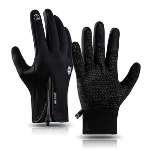 A045 Cycling Gloves Touch Screen Windproof Waterproof Sport Keep Warm Gloves, Size: L (Black)