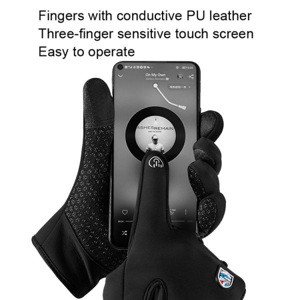 A045 Cycling Gloves Touch Screen Windproof Waterproof Sport Keep Warm Gloves, Size: L (Black) - Image 4