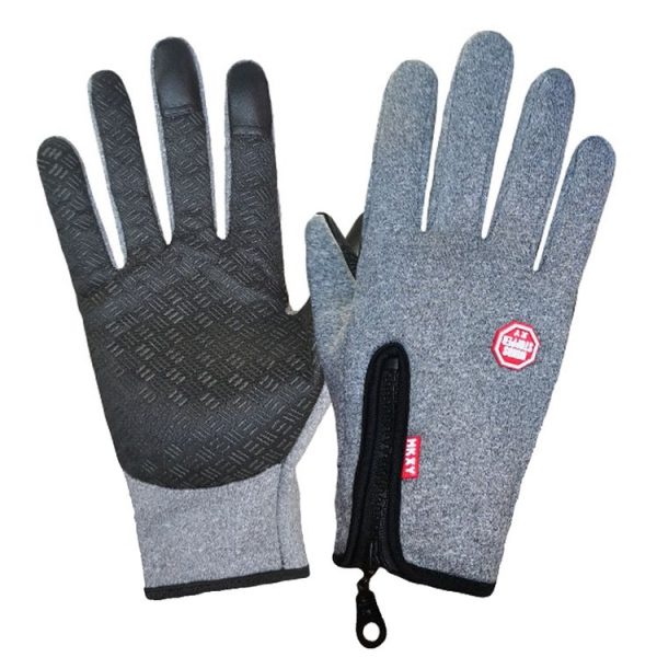 Winter Outdoor Riding Sports Waterproof Touch Screen Glove, Size: XXL (H043 Hemp Gray)