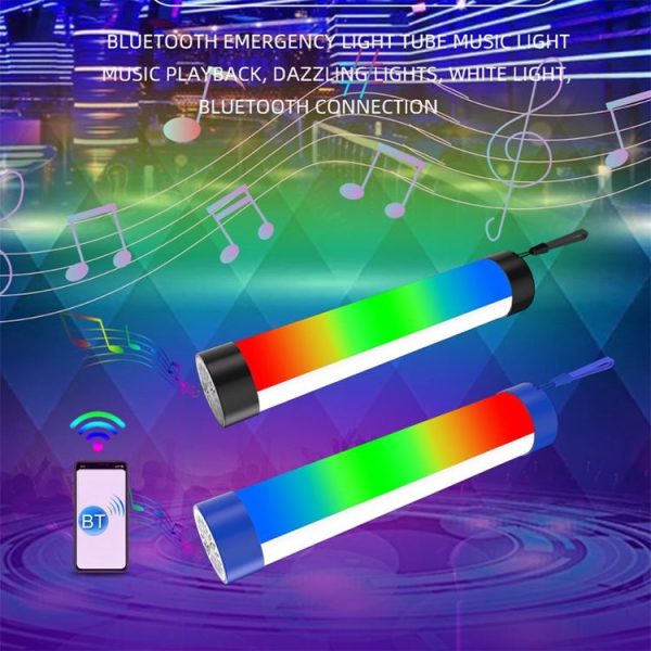 Lyyjdg-001 Bluetooth Magnetic RGB Emergency Light with Audio Function, Size: 260X42mm (Black) - Image 2