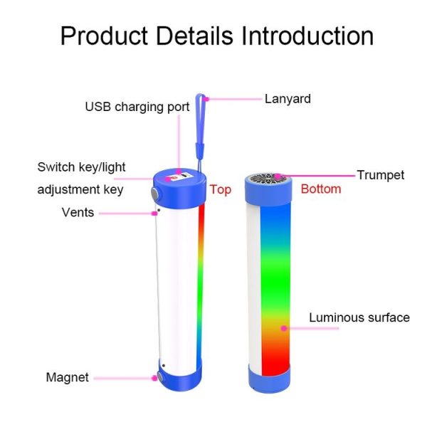 Lyyjdg-001 Bluetooth Magnetic RGB Emergency Light with Audio Function, Size: 260X42mm (Black) - Image 3